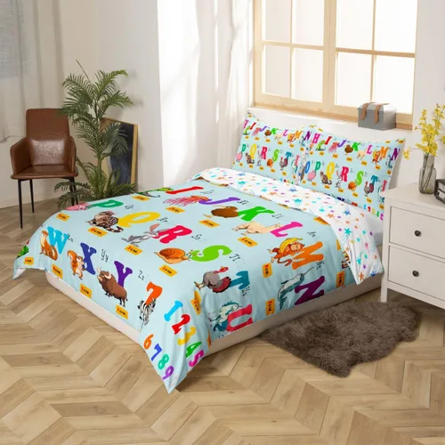 Vista 8 de Capybaras - Juego de funda de edredón tamaño individual, juego de ropa de cama para niños y niñas, diseño de zoológico de dibujos animados, juego