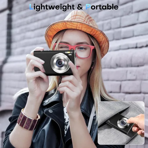 Vista 8 de Cámara digital 4K 48MP 16X Zoom con tarjeta de 32GB (negro) Cámara de vlogging de enfoque automático, antivibración, disparo de punto compacto