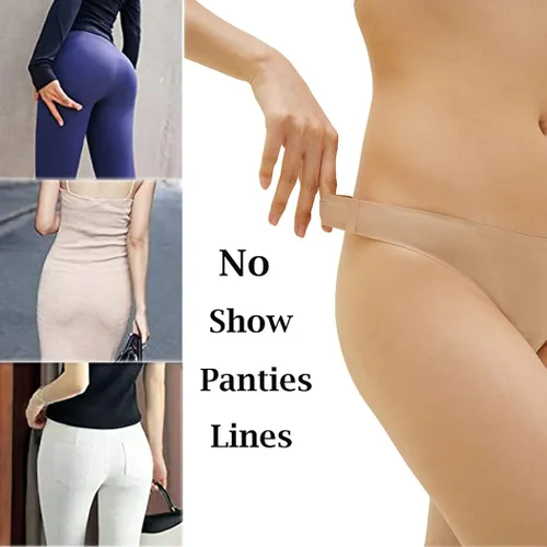 Vista 4 de Bolivelan Women's Invisible Thongs Pure Stretch Hipster Bikini Underwear