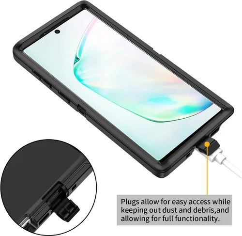 Vista 4 de Funda para Galaxy Note 10 Plus, a prueba de golpes, a prueba de caídas, a prueba de polvo, protección de cuerpo completo de 3 capas, funda rígida