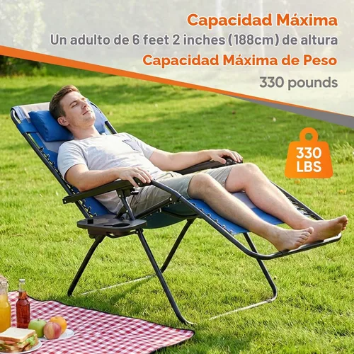 Vista 3 de Sweetcrispy Sillones acolchados de gran tamaño de gravedad cero azul-gris