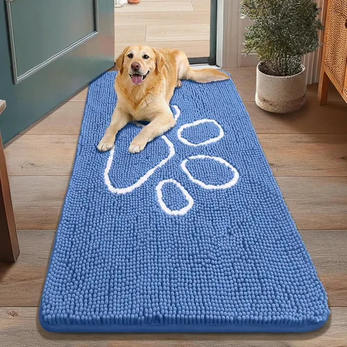 Vista 144 de Smiry Tapete para puerta de perro para patas fangosas, absorbente y Gris y negro
