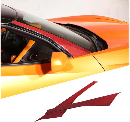 Vista 8 de Cubierta para parabrisas delantero compatible con Corvette C7 Stingray 2014-2019 de fibra de carbono suave, 2 piezas, accesorios de moldura