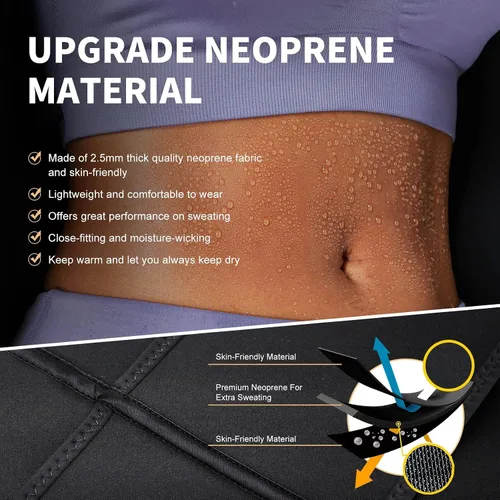 Vista 4 de FeelinGirl Entrenador de cintura para mujer, talla grande, 7 huesos de acero, neopreno, faja de entrenamiento de sauna con cremallera, cinturón