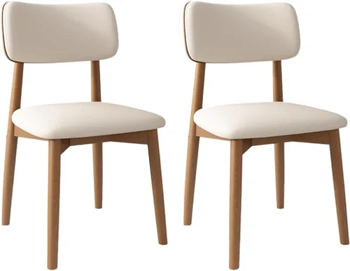 Vista 61 de YVYKFZD Solid Wood Dining Chairs, Kitchen Chairs Set with Curved Backrest, Leather Upholstered Dining Room Chair, Armless Living Room Chair, for