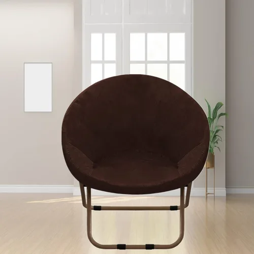 Vista 3 de Funda redonda para silla con platillo, funda extraíble de terciopelo de alta elasticidad para silla de luna, protector de muebles (marrón, mediano)