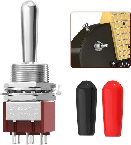 Vista 6 de DaierTek Selector de pastilla de interruptor de palanca de guitarra de 3 vías para guitarra eléctrica Gibson Epiphone Les Paul (punta negra)