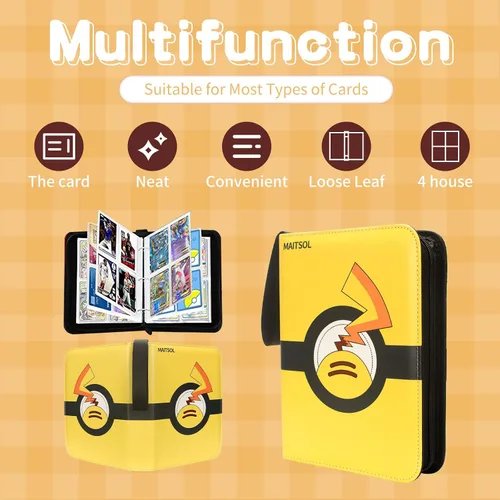 Vista 6 de Maitsol Card Binder for Pokemon Cards 4-Pocket, Trading Card Binder for TCG Cards, 440 Pockets Trading Card Games Album Holder, Pockets Card Holder