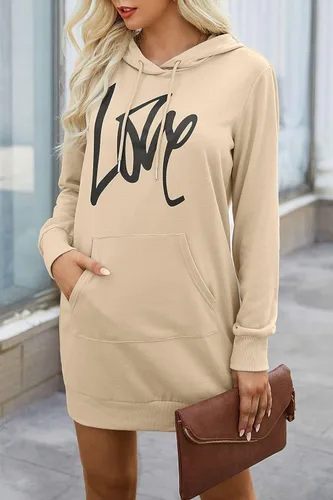 Vista 4 de PRETTYGARDEN Sudadera con capucha para mujer, de otoño, a la moda, con cordón, ligera, manga larga, sin botones, vestido con capucha
