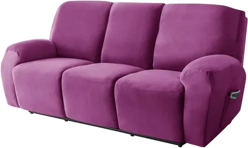 Vista 18 de Funda elástica para sofá reclinable, fundas de terciopelo para sillas reclinables de 3 cojines, 8 piezas, fundas protectoras para muebles