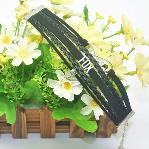 Vista 5 de HHHbeauty Pulsera de piel con diseño de zorro, regalo de zorro infinito, para fiestas, celebraciones, amantes del zorro, regalos temáticos de zorro