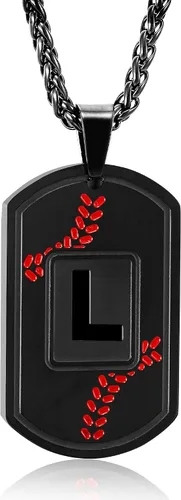 Vista 63 de Fervia Graduation Gifts - Baseball Initial Necklace for Men Dog Tag Stainless Steel Letter Pendant Sport Baseball Athletes Jewelry Christmas
