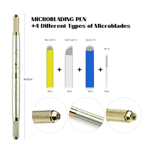 Vista 3 de Microblading - Kit de bolígrafos para cejas, lápiz de cejas Microblading, suministro de microblading, kit de maquillaje permanente para cejas
