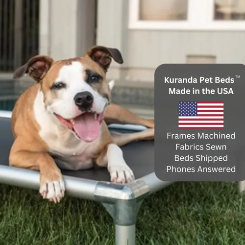 Vista 9 de Kuranda Cama elevada para perros a prueba de masticación, aluminio plateado, 30 x 20 pulgadas, vinilo resistente, color burdeos