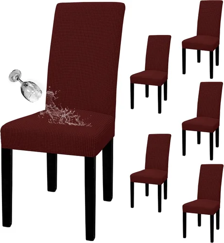 Vista 81 de Easy-Going - Juego de 2 fundas para sillas de comedor 100% impermeables, de tela Jacquard elástica, fundas protectoras removibles y lavables