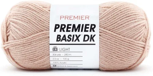 Vista 21 de Premier Yarns Basix DK - Hilo de peso, hecho de acrílico, hilo ideal para ganchillo y tejido, lavable a máquina, rubor, 3.5 onzas, 306 yardas