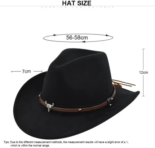 Vista 2 de GRNUS Mens Felt Western Cowboy Hat Fedora Outdoor Wide Brim Cowgirl Hat for Women