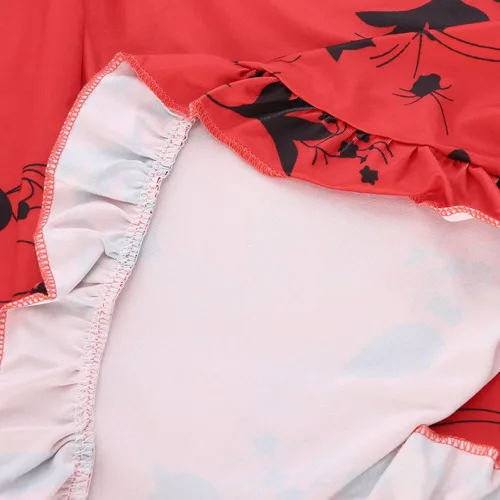 Vista 9 de HGps8w Minivestido sexy con volantes fruncidos para mujer con cuello en V sin mangas con estampado floral para fiestas y salidas nocturnas