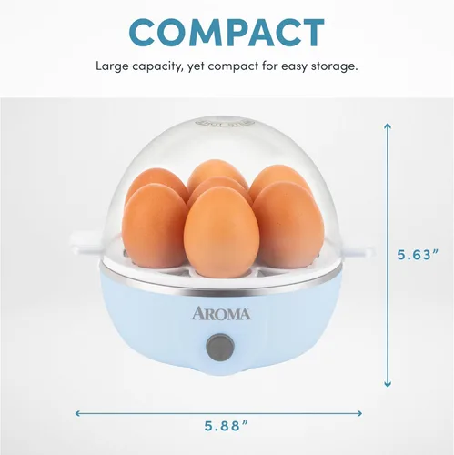 Vista 5 de AROMA® Cocedor de Huevos Overly Easy, Vaporera y Escalfador Eléctrico de Huevos Vaporera de Huevos de Capacidad XL para 7 Huevos