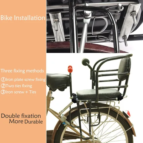 Vista 7 de Asiento Trasero para Niños de Bicicleta, Accesorio de Asiento de Bicicleta para Niños Montado en la Parte Posterior para Bicicleta de Adultos