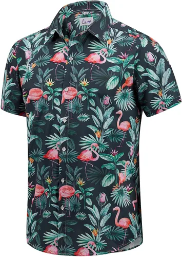 Vista 61 de EUOW - Camisas hawaianas para hombre de manga corta con botones, estampadas para la playa y el verano