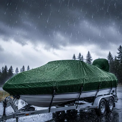 Vista 2 de Cubierta Seamander para lancha, resistente e impermeable para casco en V, de tres cascos, para pesca, esquí, estilo profesional para poca Verde