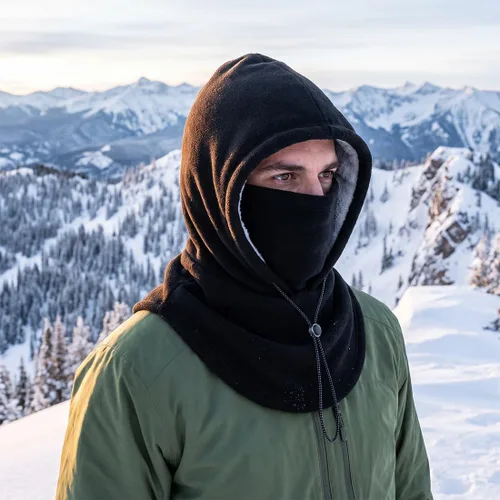 Vista 7 de Gorro de franela de una pieza con cordón Gris negro