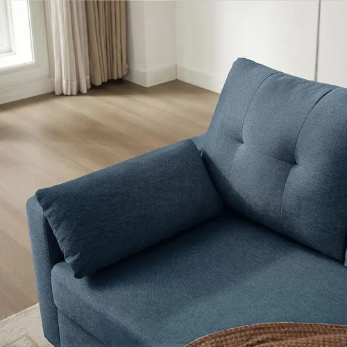 Vista 7 de Sofá Seccional Convertible de 101" con Mesa de Centro Otomana, Sofá Moderno de Tela de Lino en Forma de U con Bolsillo de Almacenamiento, Sofá Azul