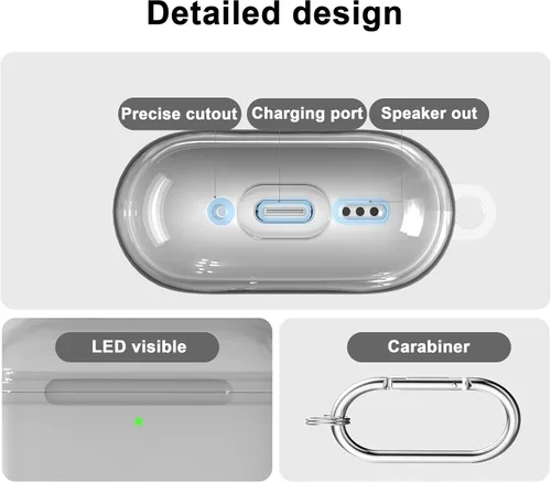 Vista 4 de RFUNGUANGO AirPods Pro - Funda transparente de TPU suave con kit de limpieza y llavero, compatible con Magsafe, funda protectora compatible
