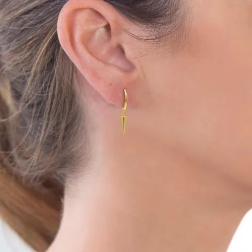 Vista 2 de Aretes colgantes de plata de ley 925 con pequeños aretes redondos