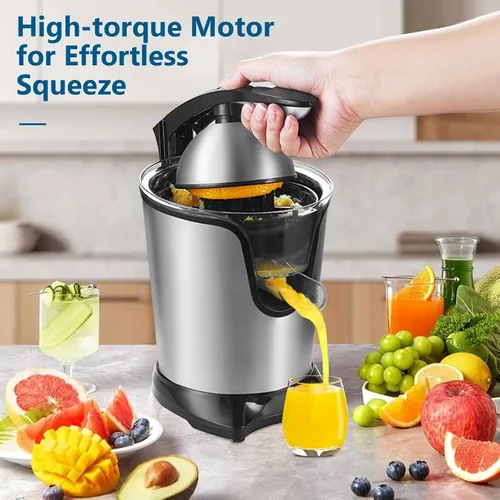Vista 3 de JUSANTE Exprimidor de cítricos, máquina de exprimidor de naranja, Exprimidor de pomelo de lima manos libres de acero inoxidable, Exprimidor