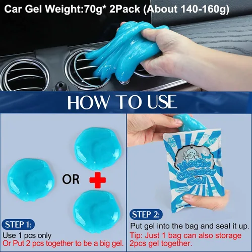 Vista 6 de Fitosy Kit de cepillo de limpieza de polvo para interior de coche, putty de silicona suave para ventilaciones del salpicadero, cepillos de detalle