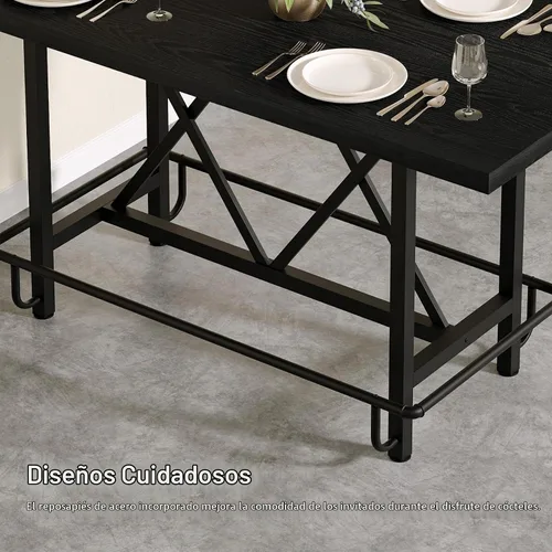 Vista 7 de Tribesigns Mesa de Bar, Mesa de Pub Industrial de Altura de Mostrador con Reposapiés de Metal, Mesa de Comedor de Cocina de Madera Rectangular de 63
