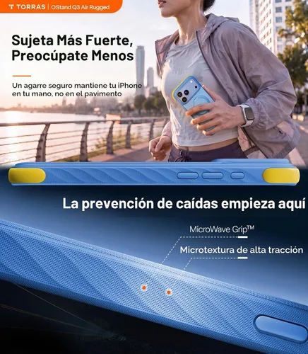 Vista 3 de TORRAS Funda Q3 Rugged para iPhone 18 Pro 360 con soporte magnético, apto Isla azul