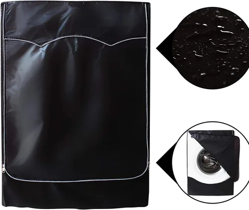Vista 7 de Cubierta de lavadora, cubierta de lavadora/secadora para máquina de carga frontal impermeable a prueba de polvo (XXL, negro)