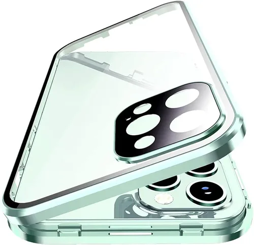 Vista 10 de Funda magnética con bloqueo de seguridad para iPhone 11 Pro de doble cara de vidrio de 360°, cubierta de cuerpo completo con protector de lente