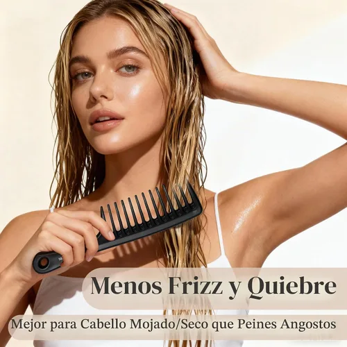 Vista 7 de HYOUJIN Large Wide Tooth Comb Detangling for Curly,Wet,Dry Hair,Black Negro