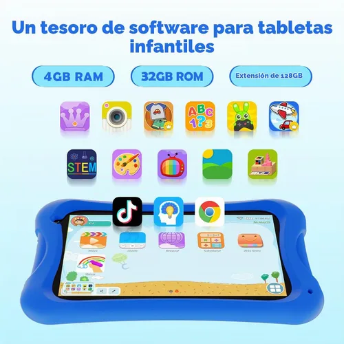 Vista 3 de DigiLand - Tablet para niños de 7 pulgadas, Android 13 GO Learning Tablet para niños de 2 a 12 años, tableta para niños pequeños, 4 GB de RAM