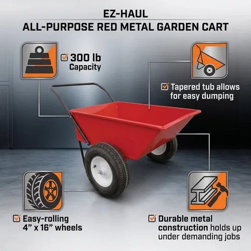 Vista 6 de FarmTek EZ-Haul - Carro de metal multiusos – Capacidad de 300 libras