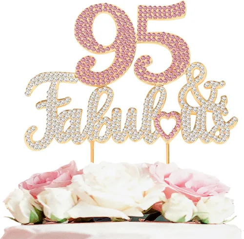 Vista 22 de 25 y fabulosa decoración de pastel de diamantes de imitación dorados y rosados – Feliz cumpleaños 25 años saluda a 25 años de edad, decoración