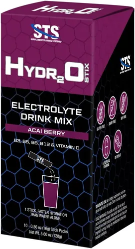 Vista 4 de STS Hydro Stix - Paquetes de polvo de hidratación Acai Berry Reemplazo de electrolitos de una sola porción fácil de abrir – 10 unidades (0.62 onzas)
