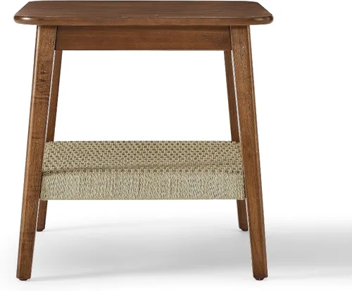 Vista 4 de Moderna mesa auxiliar de madera de 23 pulgadas, mesa auxiliar de noche, mesa de sofá, mesita de noche para dormitorio, sala de estar, sala