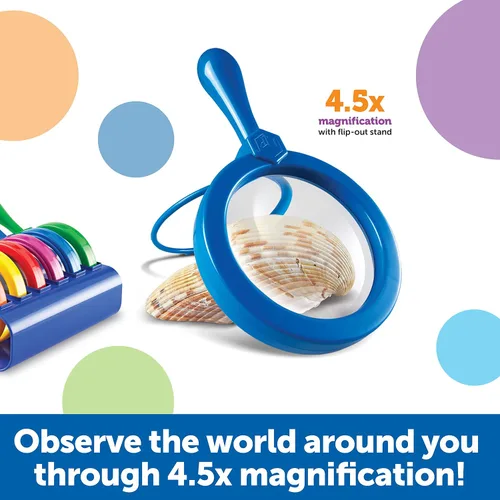 Vista 4 de Learning Resources Primary Science - Lupas jumbo con soporte (6 piezas) y balanza de balanza de balde de balde