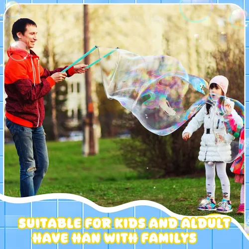Vista 3 de Meooeck Varitas de burbujas gigantes para hacer burbujas al aire libre, juguetes de burbujas para adultos, niños y niñas, regalos de fiesta