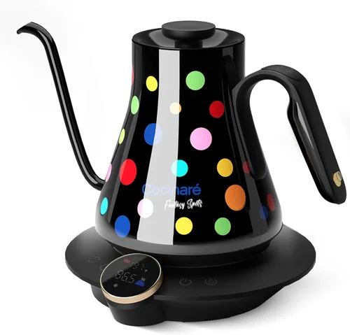 Vista 11 de Cocinare Hervidor eléctrico de cuello de cisne, control preciso de temperatura de ±0.5 °F, calentamiento rápido de 1500 W, café y té, acero Blossom