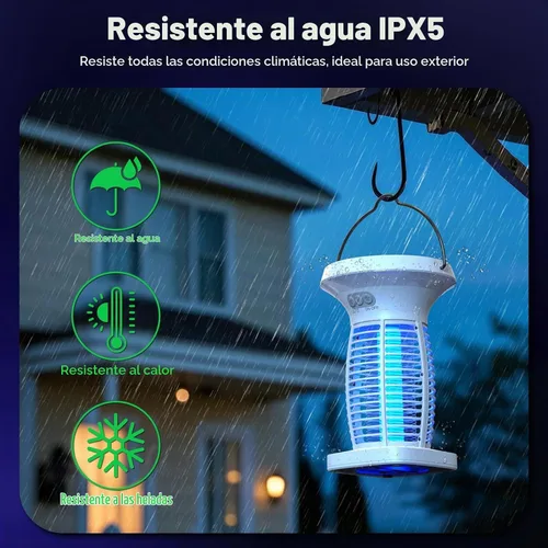 Vista 7 de OnBeam Solar Bug Zapper Outdoor, 4200V Electric Mosquito Killer for Patio Blanco luminoso