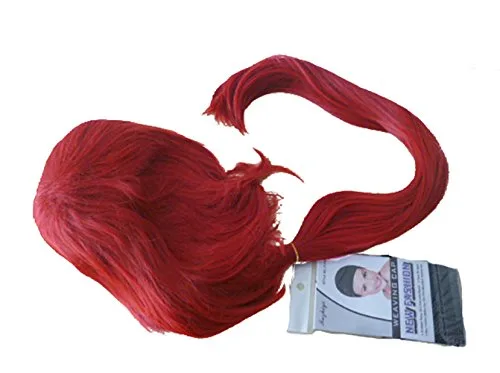 Vista 4 de Grell Sutcliff Cosplay peluca larga roja recta disfraz con gorra de malla