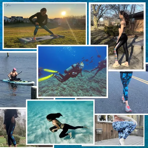 Vista 6 de SCODI Pantalones de natación para mujer, leggings de natación de cintura alta, pantalones de natación, mallas de natación, protección solar
