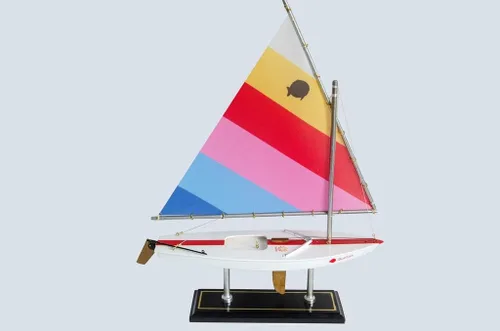 Vista 12 de LK Decoración de barco de vela modelo Sunfish de madera 16"-10