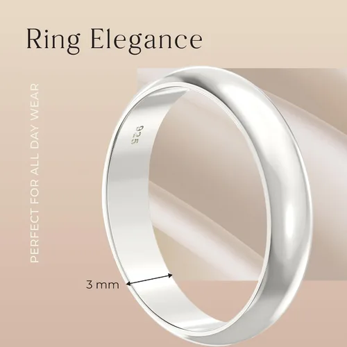 Vista 4 de Aeon Anillo de boda de plata de ley 925 30.197 in Ajuste cómodo para hombres y mujeres Tallas J-Z Calidad premium para momentos especiales